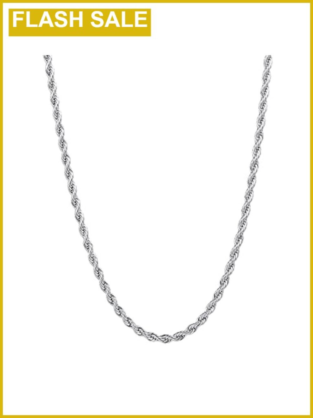 Mens Rope Chain Necklace Stainless Steel 20 Inch Lobster Clasp Jewelry Gift